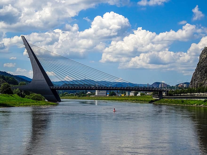 brug, rivier-, kruispunt, Tsjechische Republiek, Mariánský Most, Mariánský-brug, Elbe