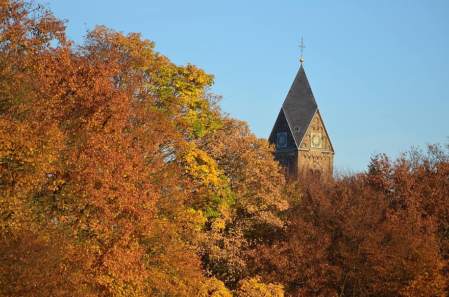 Iglesia, otoño, naturaleza, al aire libre, viaje, turismo, histórico
