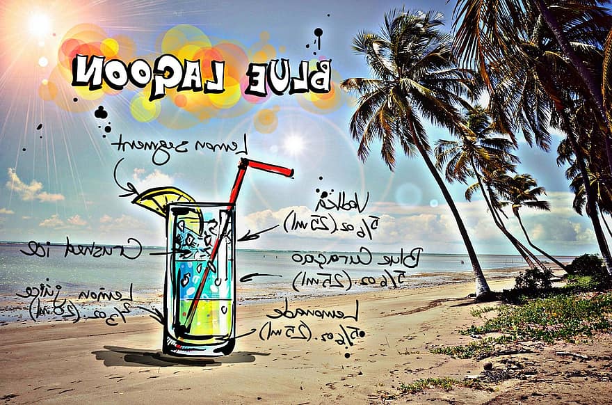 Laguna Azul, cóctel, beber, alcohol, receta, partido, alcohólico