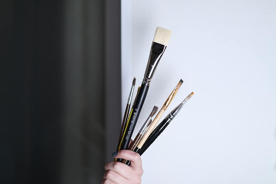 Hand, Holding, Paint Brushes, Hold, Brushes, Art Materials, Art Supplies, Creativity, Paint, Art, Artist