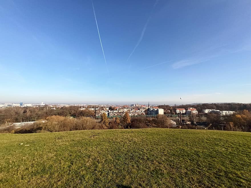 Stadt, Hügel, Himmel, Panorama, städtisch, blauer Himmel, Landschaft, Krakau