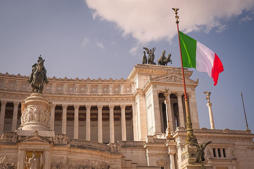 Roma, Włochy, ołtarz ojczyzny, pomnik, znane miejsce, architektura, historia, na zewnątrz budynku, statua, zbudowana struktura, kultury