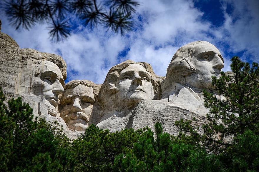 ラッシュモア山、国立記念館、花崗岩、フェイスブック、彫刻、黒い丘、サウス・ダコタ、ジョージ・ワシントン、トーマス・ジェファーソン、セオドアルーズベルト、アブラハムリンカーン