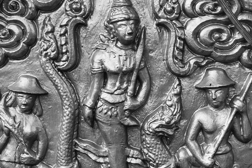 скулптура, статуя, храм, паметник, Бог, религия, изкуство, Камбоджа, Ангкор, култура, дърворезба