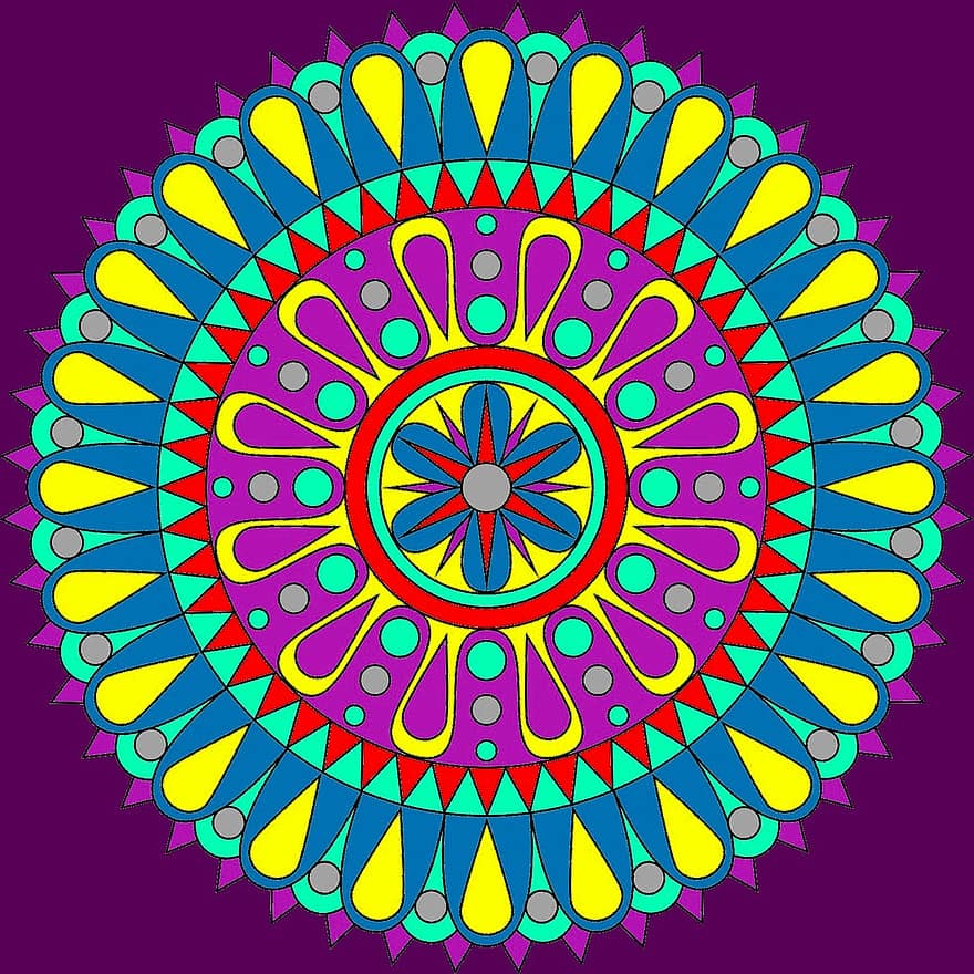 mandala, coloré, rond, numérique, symbole, cercle, Créatif
