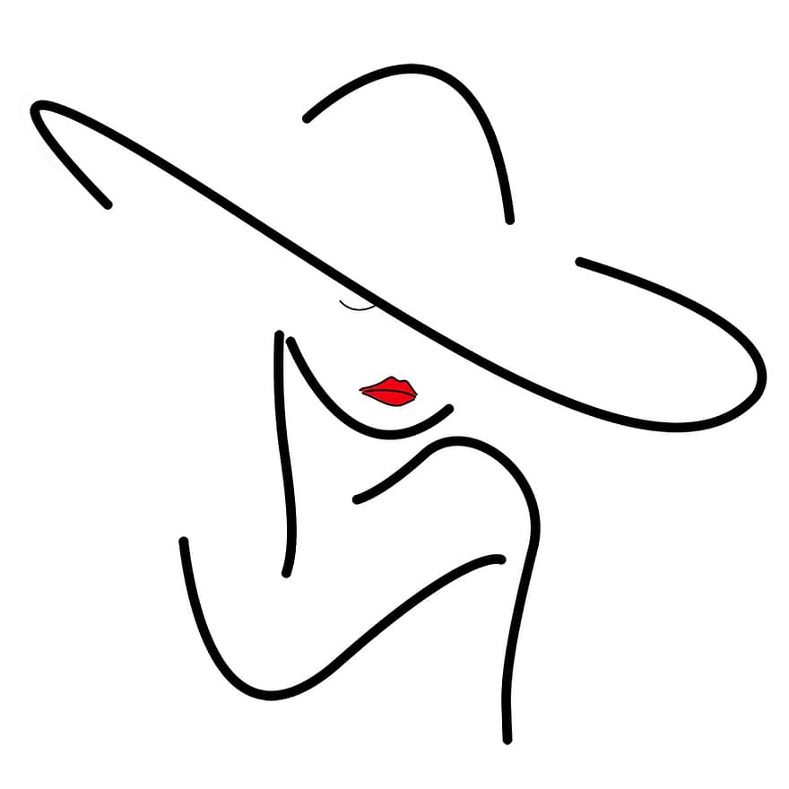 жінка, значок, Ікона жінка, жінка значок, Стилізована жінка, Малювання жінки, капелюх