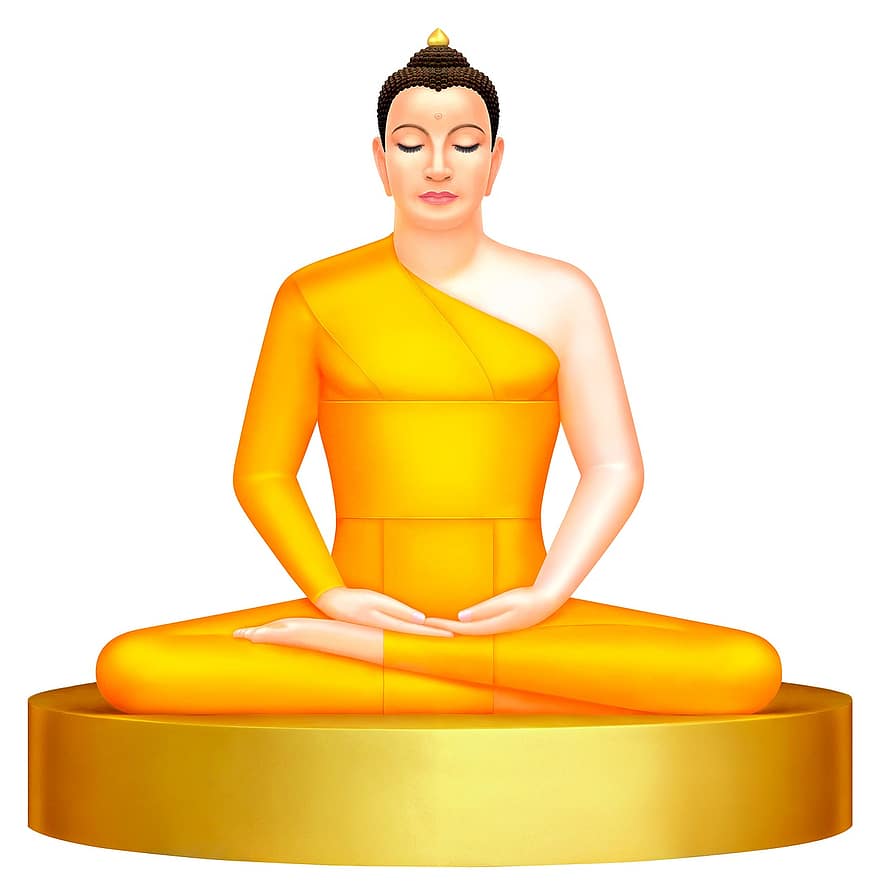 buddha, buddhisme, spise, tinning, gull, thailand, meditere, meditasjon, fred