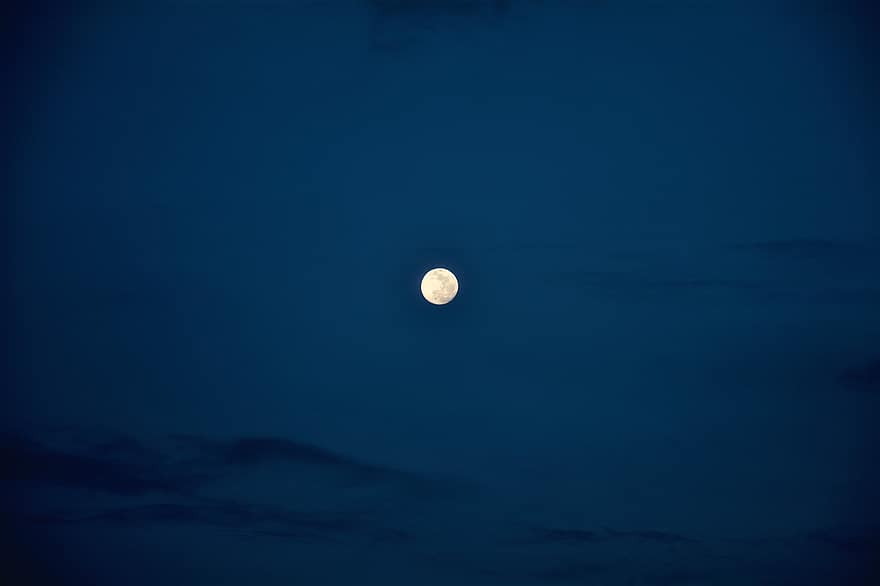 měsíc, nebe, noc, úplněk, měsíční svit, luna, měsíční, noční obloha