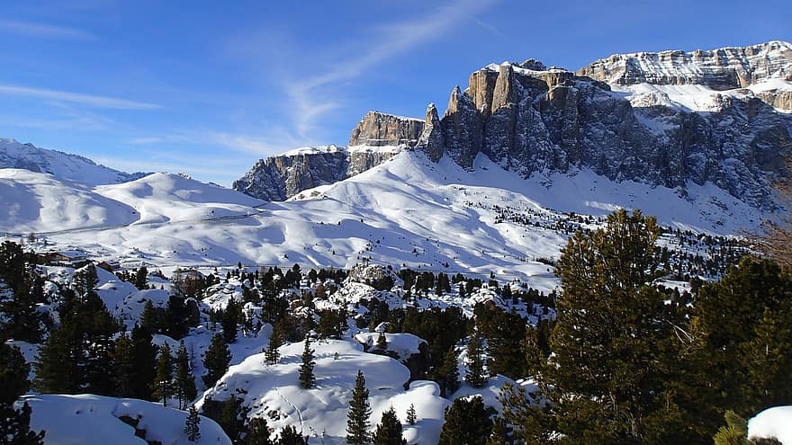 Mountains, Nature, Winter, Snow, Dolomites, Skiing, Travel, Exploration, Season, Outdoors