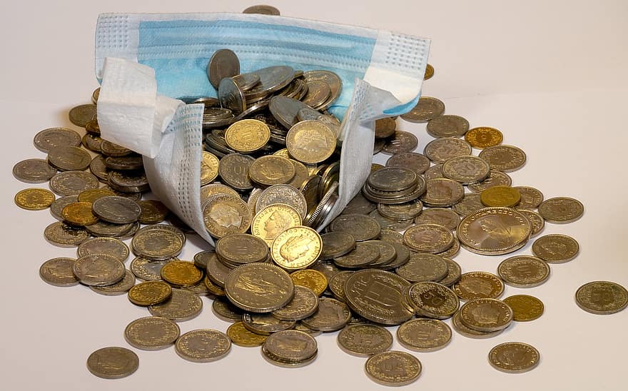 penger, mynter, swiss francs, koste, corona