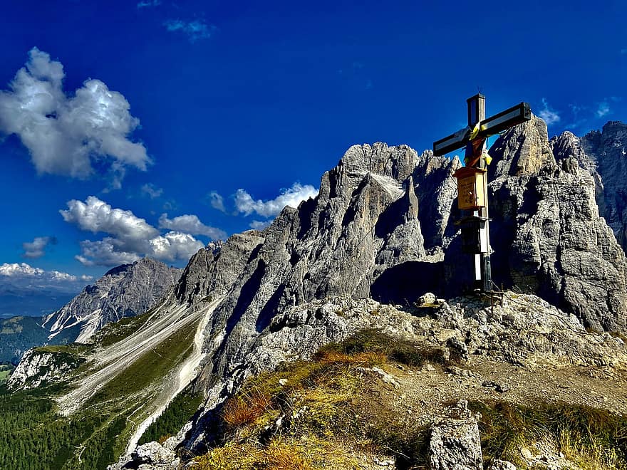 Summit Cross, Nature, Travel, Exploration, Outdoors, Mountains, High Alpine Head, Alps, Sexten, Dolomites, Italy