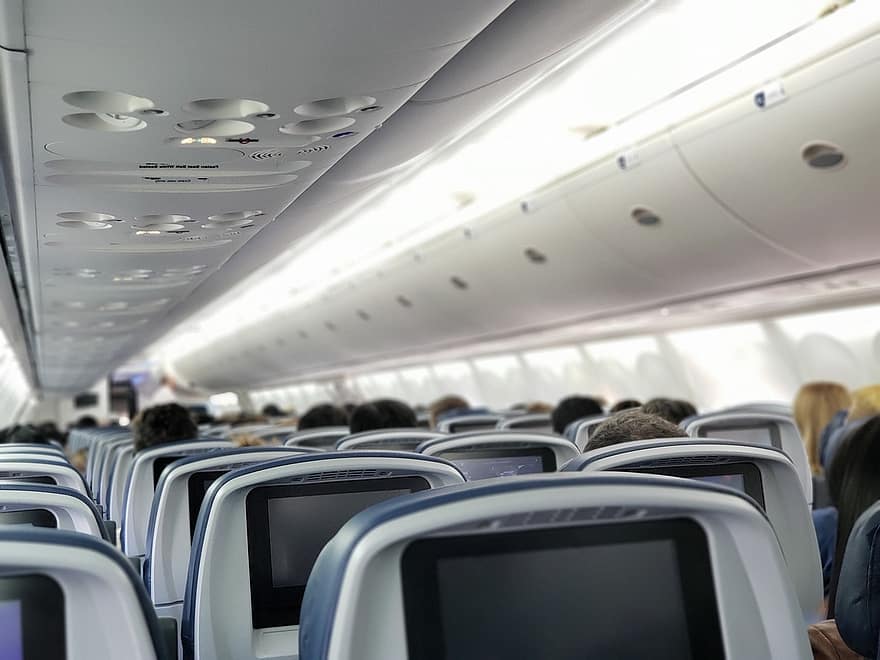 samolot, siedzenie samolotu, pasażerowie, linia lotnicza, kabina pasażerska, kabina samolotu, transport