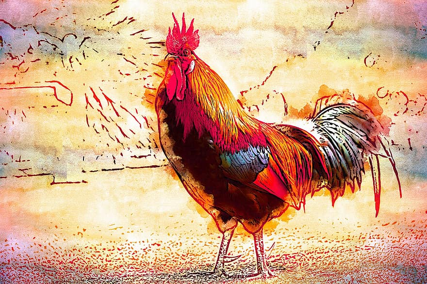 Rooster, Chicken, Bird, Poultry, Animal, Domestic, Plumage, Beak, cockerel, livestock, farm