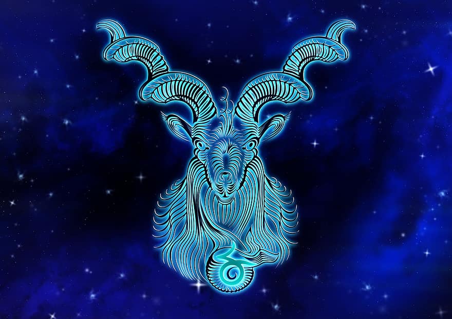 sterrenbeeld, Steenbok, horoscoop, ontwerp, astrologie, interpretatie, hemel, schijnend, achtergrond, tekens van de dierenriem, sterrenbeelden