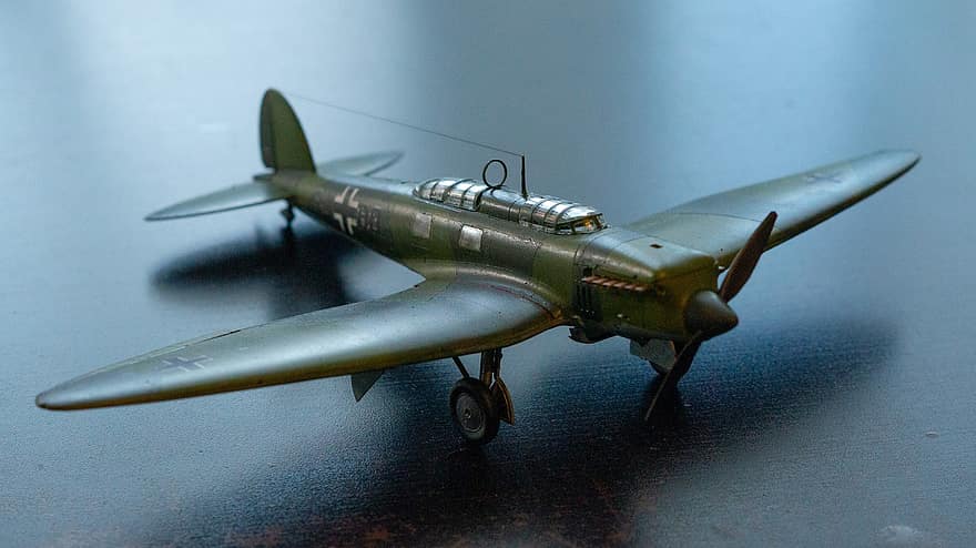 Andre verdenskrig, luftstyrke, WW2, luftfartøy, militær, propell, Heinkel, He70, modellering, modell, plast