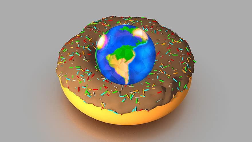 mundo, rosquilla, globo, mapa, tierra, global, planeta, geografía, país, atlas, viaje