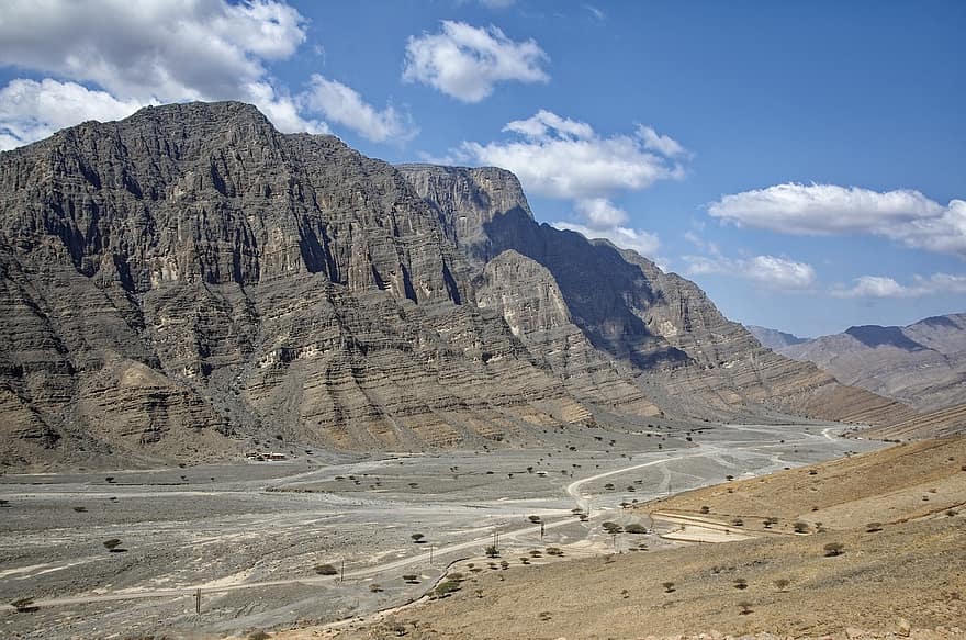 Oman, Musandam, Habinsel, Exclave, Landscape, Mountains, Nature, Sky, Clouds, Valley, Wadi