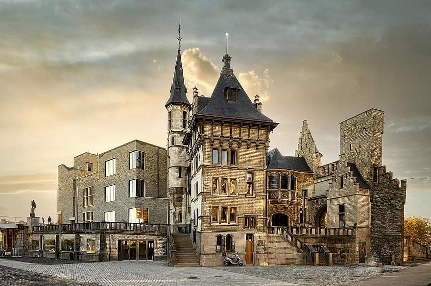 Antwerpen, belgien, museum, bygning, arkitektur, historisk, by, milepæl, slot