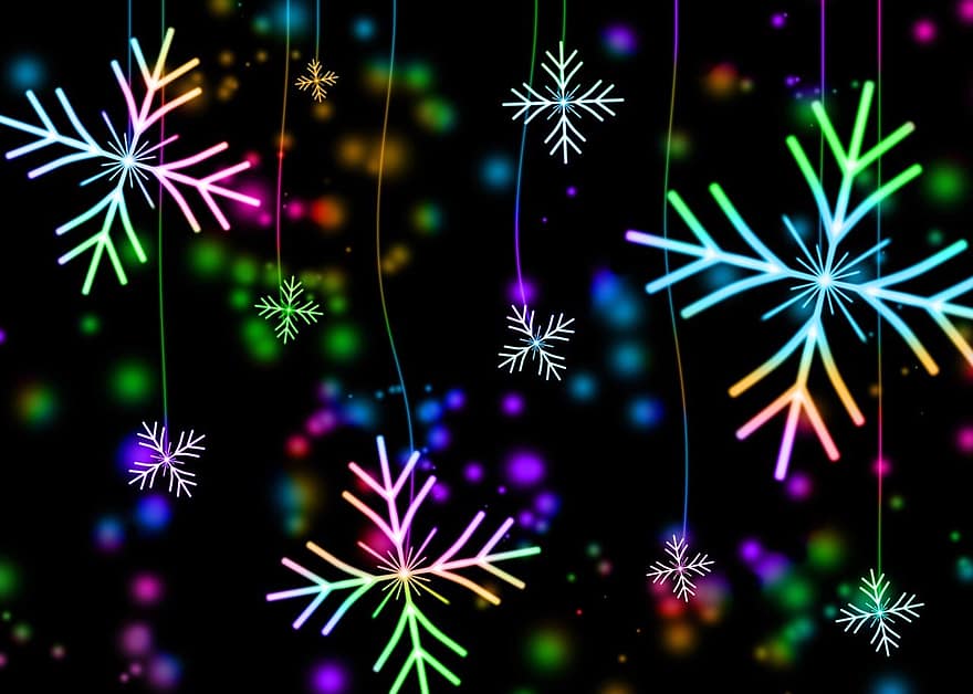 Snowflakes, Snow, Winter, Christmas, Holiday, December, Cold, Lights, Decoration, Merry, Pattern