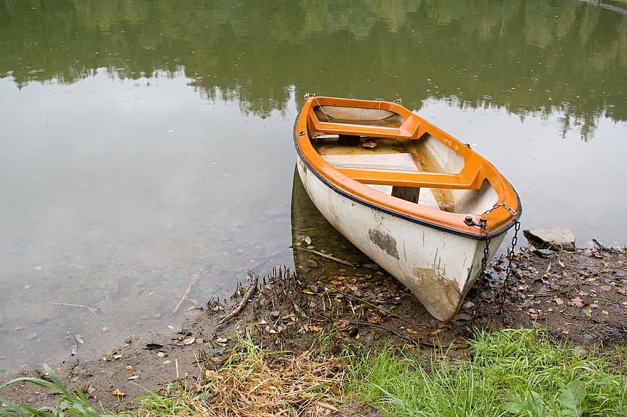 вода, лодка, бряг, езеро, дървена лодка, гребна лодка, плавателен съд, изоставена лодка, банка, природа