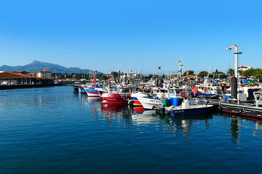 tekneler, liman, Liman, okyanus, panorama, Bask Ülkesi