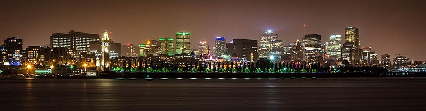 Montreal, québec, Canada, stad, architectuur, stedelijk, gebouw, nacht, nuit, lumieres, licht