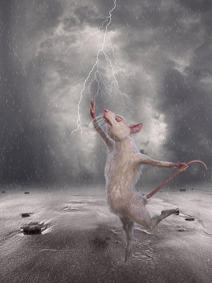myš, hlodavec, déšť, imaginární, zvíře, mystik, pohádka