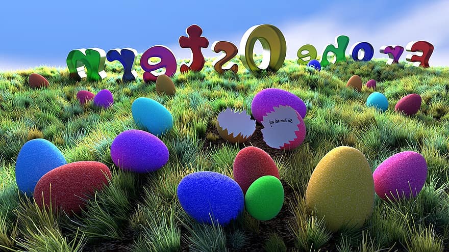 Paskah, telur, penuh warna, 3d