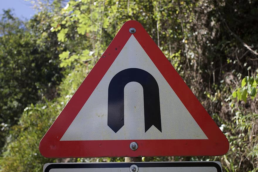 U-turn, Road Sign, Sign Post, U-turn Sign, Driving, sign, warning sign, traffic, danger, safety, warning symbol