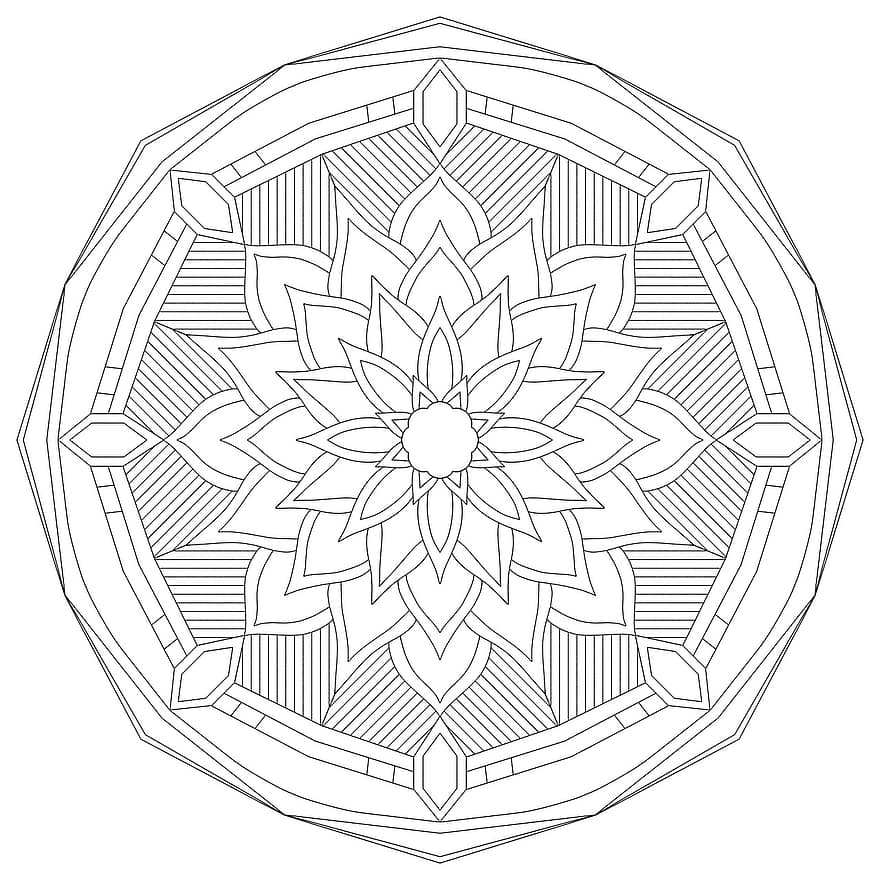 mandala, blomst, mønster, dekorative, geometrisk, design, tegning