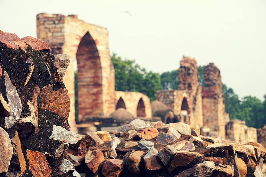kastély, középkori, Tughlakabad, Tughlaqabad erőd, erőd, építészet, India, mogul, Delhi, emlékmű, szerkezet