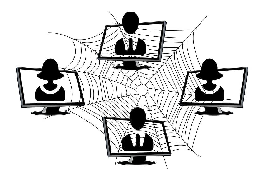 izlemek, bilgisayar, ekran, siluetleri, ağ, örümcek ağı, hizmet, dijital, grup, bilgi, Internet