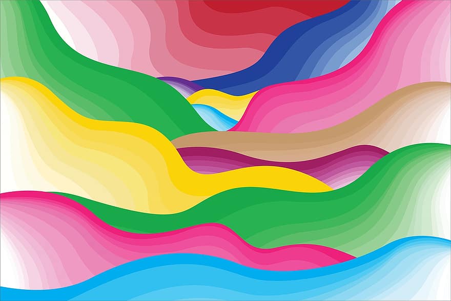 Background, Abstract, Rainbow, Pattern, Chromatic, Colorful, Waves, Decor, Decoration, Decorative, Scrapbook