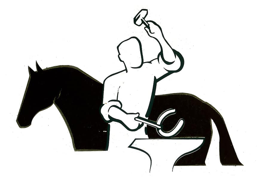 Schmid, calçat, ferradura, cavall, silueta, gràfic, dibuix