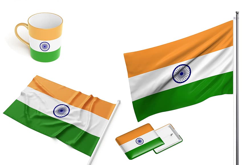 zászló, India, nemzeti, ország, szimbólum, transzparens