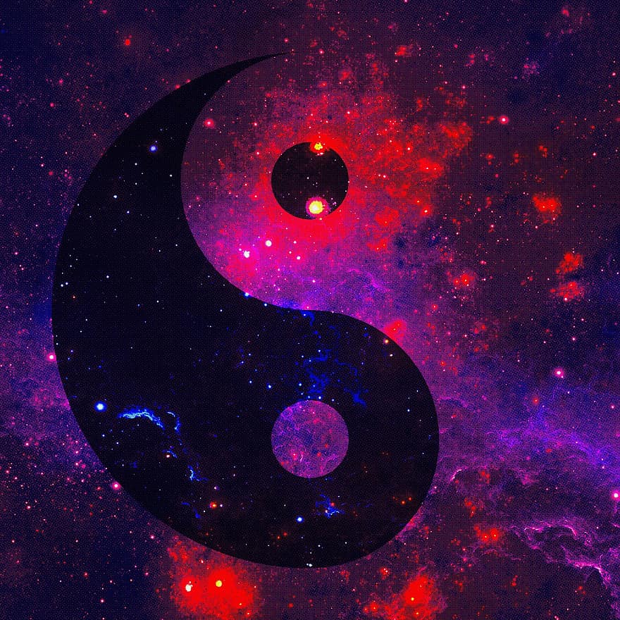 Yin Yang, világegyetem, éjszaka, struktúra, filozófia, ég, háttér, scrapbooking, tapéta