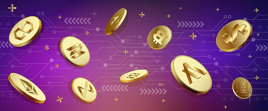 bitcoin, crypto, cryptogeld, blockchain, technologie, virtueel, financiën, geld, digitaal, gouden, munt
