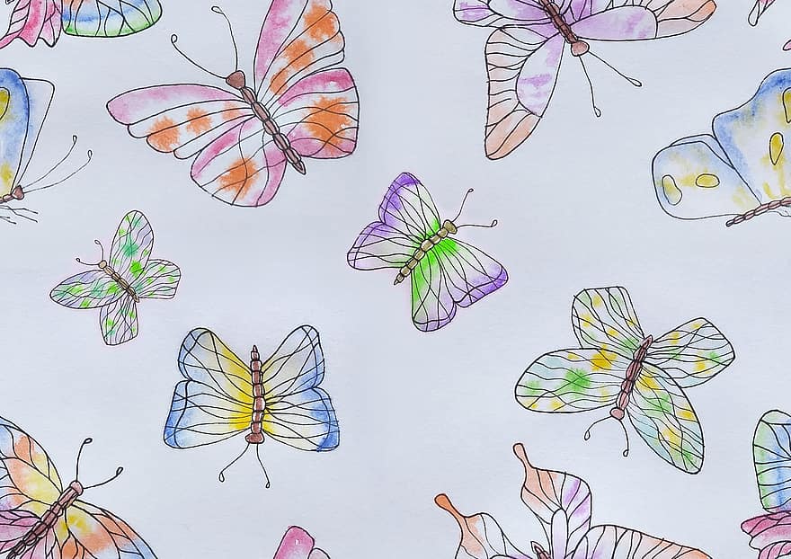 fundo, amostra, textura, borboletas, insetos, desenhar, papel de parede, scrapbooking, scrapbooking digital, esboço, borboleta