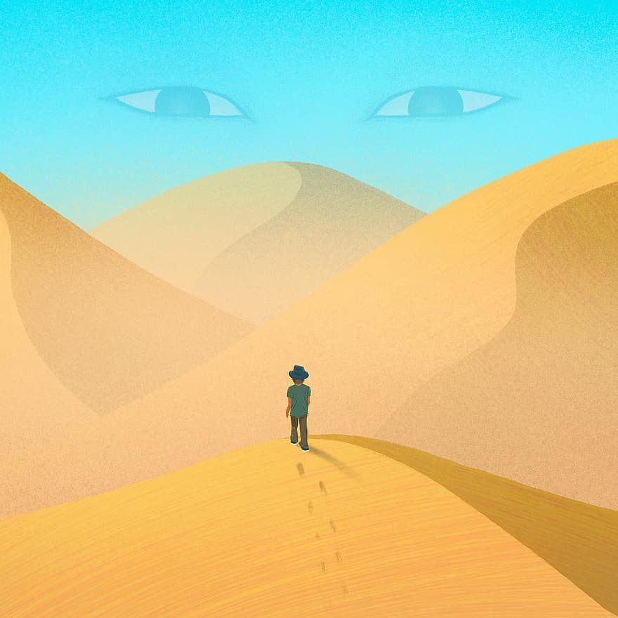 пустыня, человек, путешествовать, глаза, одиночество, блуждающий, путешественник, песчаные дюны, Сахара, пришелец, наблюдение