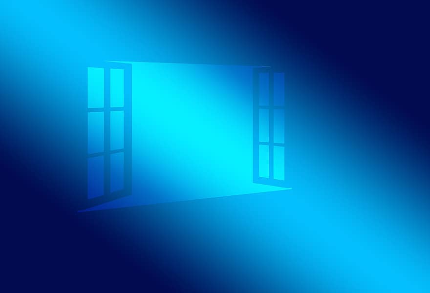 вікно, відчинено, блакитний, операційна система