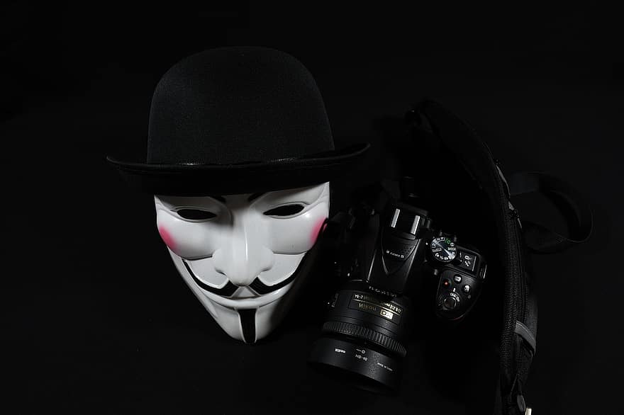 kapelusz, maska, anonimowy, wendeta