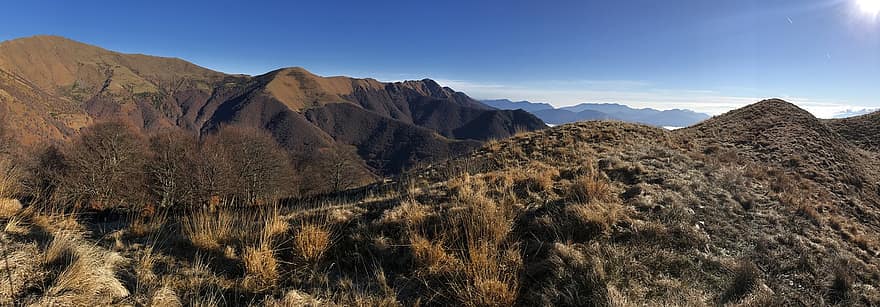 panorama från monte ferraro, mot berget gradiccioli, Mot Pula, alpinväg, alperna, promenad, himmel, blast, utflykter, vandring, bergen