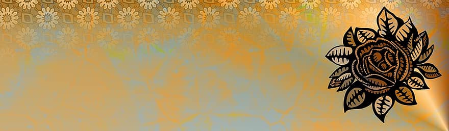 Flower, Floral, Rose, Banner, Copyspace, Copy Space, Design, Border, Abstract, Copy, Metallic