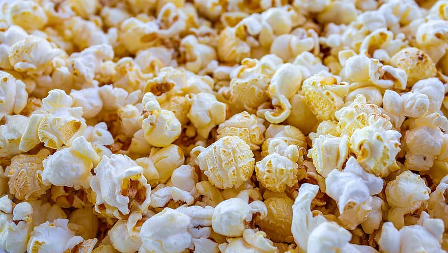 popcorn, maïs, voedsel, tussendoortje, bioscoop, theater, zoet, zout