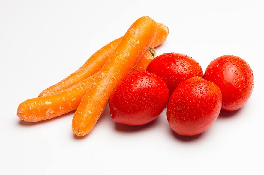 토마토, 당근, 본질적인, 건강한, 성분, 야채, 과일, 구성, 수확, 비타민, 영양물 섭취