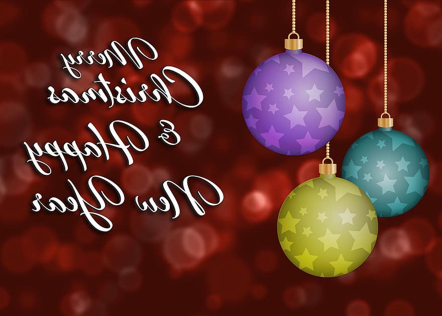 Weihnachten, Ornament, Gruß, Karte, Fröhliche Weihnachten, Neujahr, glücklich, Frohes neues Jahr, Sterne, Bokeh, rot