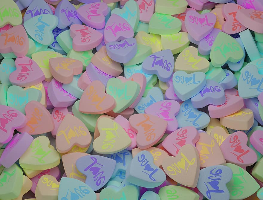 cors, caramels, dolços, dia de Sant Valentí, romàntic, regal, dolç, sucre, amants, banner
