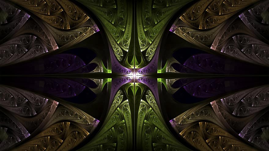 fractal, verd, llauna, patró, textura, artístic, geomètric, art fractal