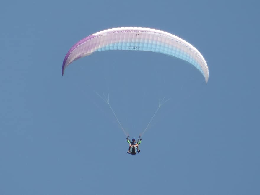 Gleitschirmfliegen, fliegend, Himmel, Fallschirm, Sport, Freizeitgestaltung, Gleitschirm, Abenteuer