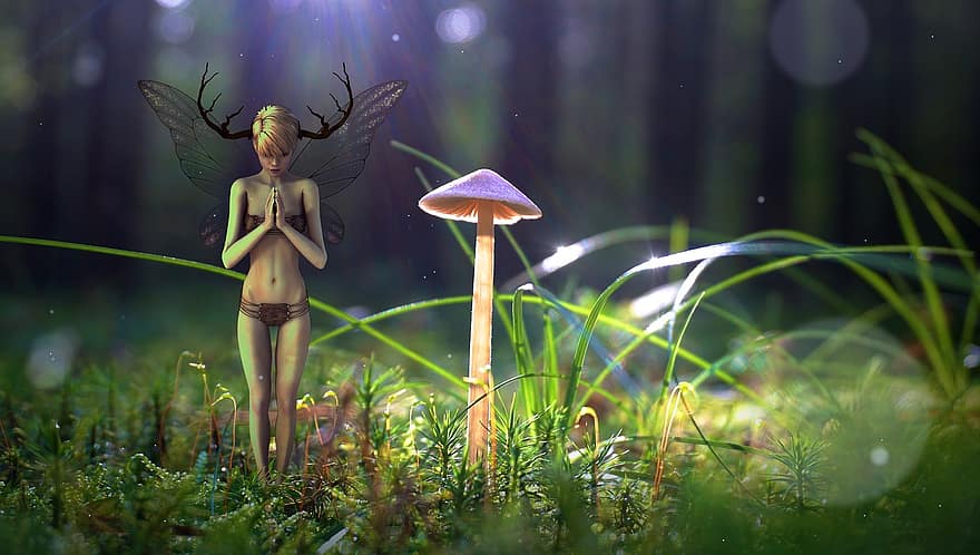 Fantasy, Forest, Elf, Light, Blade Of Grass, Mystical, Atmosphere, Fairy Tales, Mysticism, Girl, Beautiful